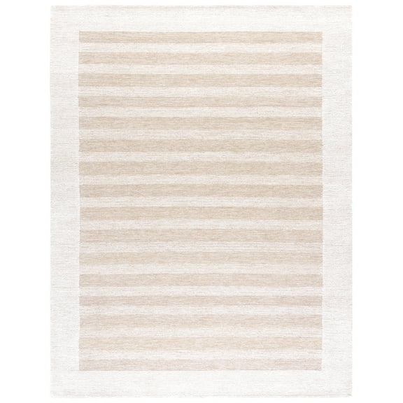 SAFAVIEH Pine Cynthia Striped Wool Area Rug, Dark Beige/Ivory, 8' x 10'