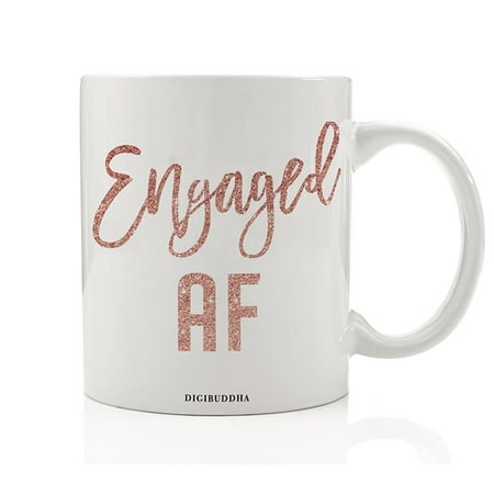 Top Bridal Shower Gifts Engaged AF Coffee Mug Gift Idea Bachelorette Engagement Parties from FiancΓ© Bridesmaids Wedding Attendants Bridal Shower Future Wife Soon-to-Be Mrs. Present 11oz Ceramic Tea Cup Digibuddha DM0426 ()