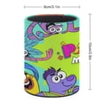 thumbnail image 2 of GoNoodle-theme Cylinder Pen Holder Pencil Organizer with Flannel Lining PVC Leather Material Cardboard Base for study work 10*8CM, 2 of 6