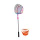 thumbnail image 1 of Red de pesca de malla, red de aterrizaje, portátil, de acero inoxidable, con mango de varilla, cubo plegable rosa, 1 of 8