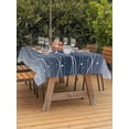thumbnail image 3 of Outdoor Tablecloth with Umbrella Hole for Patio/Picnic/Party/Camping, Navy Blue Ombre Waterproof Table Cloth Rectangle Table Cover Washable, Modern Abstract Striped Polka Dots (60"x 84"), 3 of 8