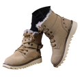 thumbnail image 3 of LIJCC Snow Boots for Women Faux Furry Lined Ankle Booties Fall Winter Short Boots Low Heel Suede Leather Lace Up Boots Casual Comfort Slip on Wide Width Ladies Boots, 3 of 7