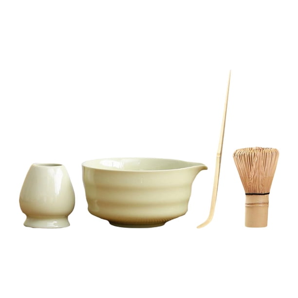 4x Matcha Utensils Juego de Matcha Bowl Tea Tea Herramientas Conjunto de regalos chinos para del té Matcha y el té de soporte Amarillo