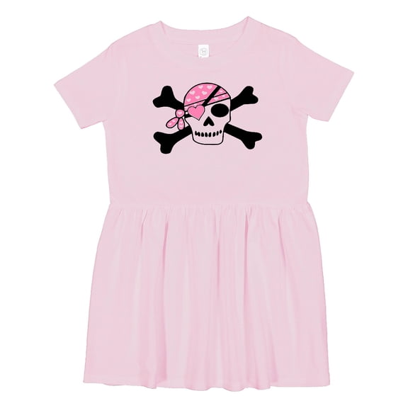 Inktastic Pink Pirate Skull Girls Toddler Dress