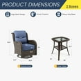 thumbnail image 3 of Hillga Outdoor Furniture Patio Wicker Swivel Glider Rocking Chair Blue Cushions Side Table 3 Pieces, 3 of 8