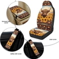 thumbnail image 6 of Xixirimido Car Seat Covers Front Seats Leather Universal Fit for Cars, Vans, Trucks, SUV, Set of 5 Car Seat Protector with Seatbelt Covers & Center Console Cover, Sunflower Ethnic Highland Cattle, 6 of 8