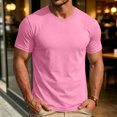 thumbnail image 7 of Mens Shirts Crewneck Short Sleeve Slim Fit T Shirts For Men Stretch Breathable Top Cozy Fitness Clothing Pink 3XL, 7 of 7