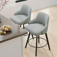 thumbnail image 2 of VINGLI 26" H Swivel Barstools Set of 2, PU Leather Upholstered Counter Stool with Back, Kitchen High Chairs Counter Height Bar stools with Cushion, Solid Wood Legs, Black, 2 of 14