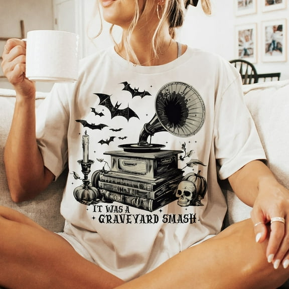 Graveyard Smash Halloween T-Shirt – Funny Retro Spooky Tee with Witchy Sarcasm and Gothic Halloween Humor