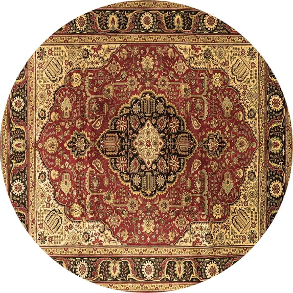 Ahgly Company Indoor Round Medallion Brown Traditional Area Rugs, 8' Round