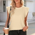 thumbnail image 2 of ZyeKqe Womens Summer Top Cap Sleeve Shirts Crewneck T Shirts Solid Color Loose Fitted Casual Tees, 2 of 9