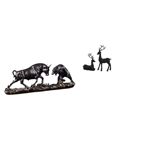 Escultura Moderna De Feng Shui De Toro, Oso, Vaca Y Ganado, Figura De Ciervo Y Reno De Resina Negra, Obra De Arte Animal Para Escritorio, Sala De Estar, Estudio, Balcón, Regalo
