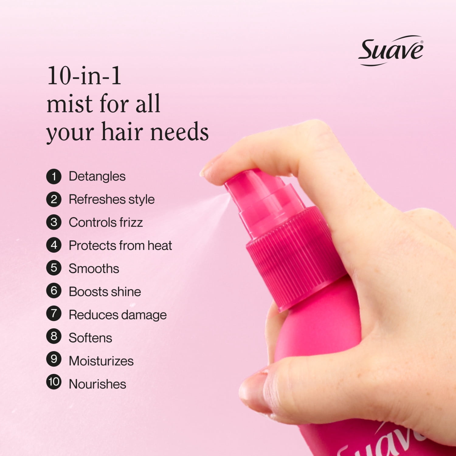 Suave All In One Magic Mist Leave-In Spray, Detangles, Hydrates, Controls Frizz, 11 FL OZ