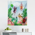 thumbnail image 1 of Garden Tapestry, Gardening Theme Illustration of Butterfly Ladybug Worm Flowers and Grass, Fabric Wall Hanging Decor for Bedroom Living Room Dorm, 5 Sizes, Jade Green Fern Green, by Ambesonne, 1 of 1