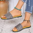 thumbnail image 6 of 2025 Women's Sandals Under $15, Xunlbb Women's Summer New Plus Size Frosted Sequin Line Over Beach Flats Light Sandals, 6 of 9