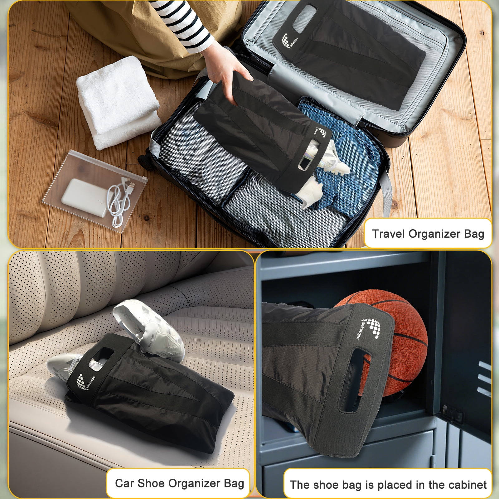 Shoe Bag，Shoe Bags for Travel，Golf Shoe Bag，New upgraded waterproof, Anti-Odor, Remove Odor