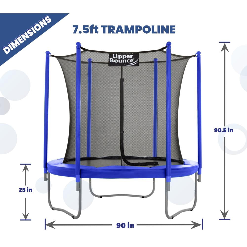 Machrus Upper Bounce 7.5 FT Round Trampoline Set with Safety Enclosure System - Backyard Trampoline - Outdoor Trampoline for Kids - Adults