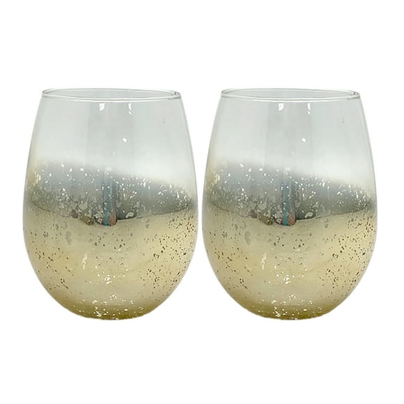 Verres à Vin de Célébration | Sans Tige | Verre de 12 Onces | or en Relief | Vin Rouge Ou Vin Blanc | Cadeau de Mariage
