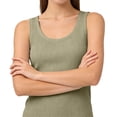 thumbnail image 4 of BILIKEYU Womens U Neck Ribbed Tank Tops, High Neck Sleeveless Ribbed Tank Casual Basic Thick Strap Slim Fitted Workout Going Out Racerback Shirts, Green, 4 of 9