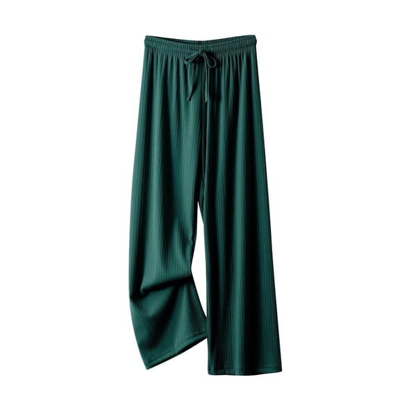 JUSLIO Pants for Women Comfortable Casual Lace-up Sweatpants Wide leg Pants Green L