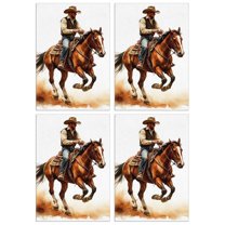 4 Pcs Funny Kitchen Towels,Cowboy Riding Horse Microfiber Dish Towels,Kitchen Tea Towels,Kitchen Towel Set (18" X 26")