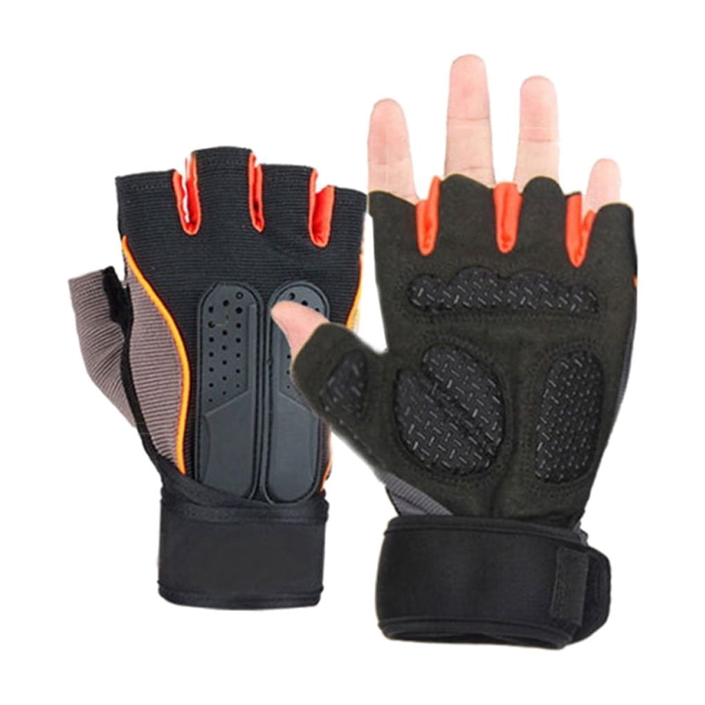 MLINS  Anti-slip Sports Gloves Orange for Palm Protective Pushing Miss
