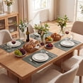 thumbnail image 5 of Sm:)e Grey Faux Leather Placemats Set of 4, 12x18 Inch, Waterproof Oil-Proof Wipeable PU Place Mats, Heat Resistant Reversible Table Mats for Kitchen, Dining, Outdoor, 5 of 9