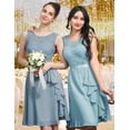 thumbnail image 3 of Women's Cocktail Dresses Prom Wedding Guest Short Bridesmaid Dresses Ruffle Hem Sleeveless Lace Formal Dress, 3 of 10
