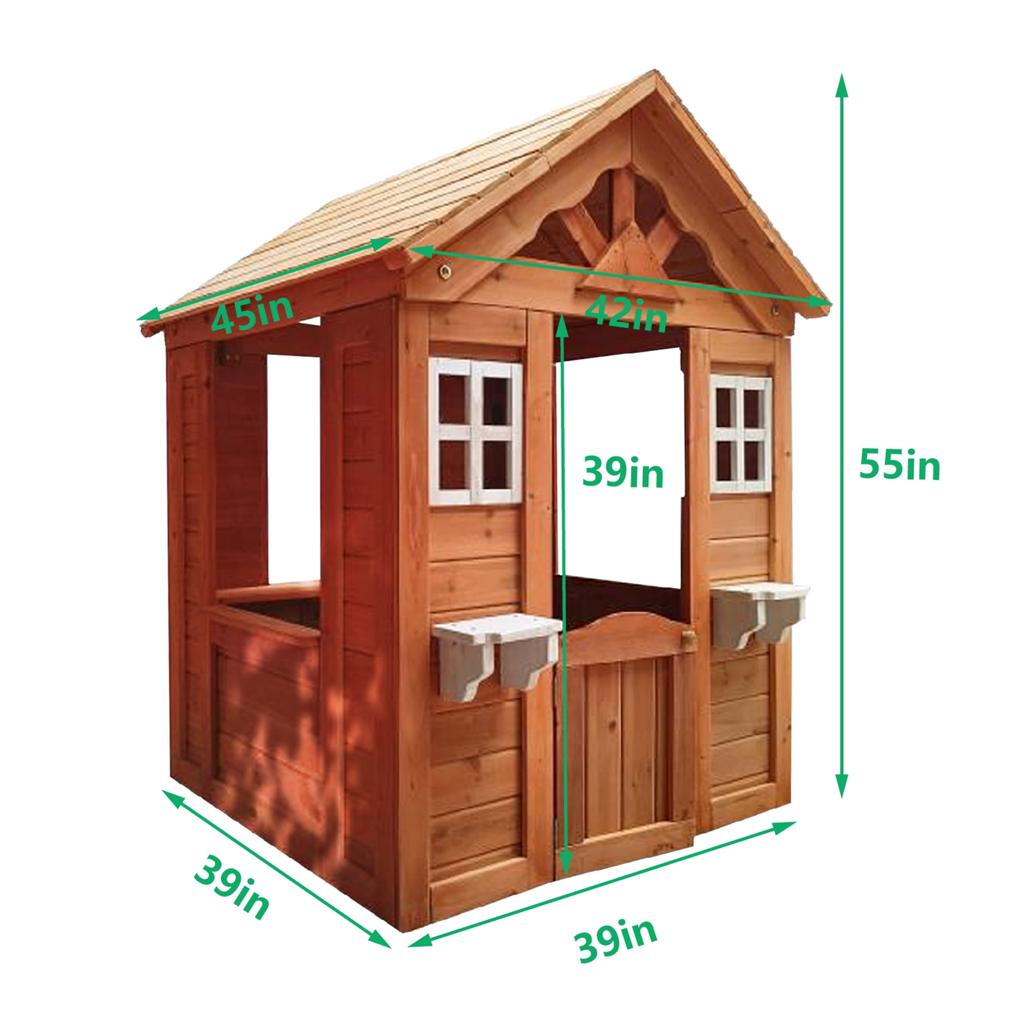 CIPACHO 55" Wooden Kids Playhouse with 2 Windows and Flowerpot Holder, Outdoor Play House for Kids Ages 4-8, Orange CIPACHO 55" Wooden Kids Playhouse with 2 Windows and Flowerpot Holder, Outdoor Play House for Kids Ages 4-8, Orange
