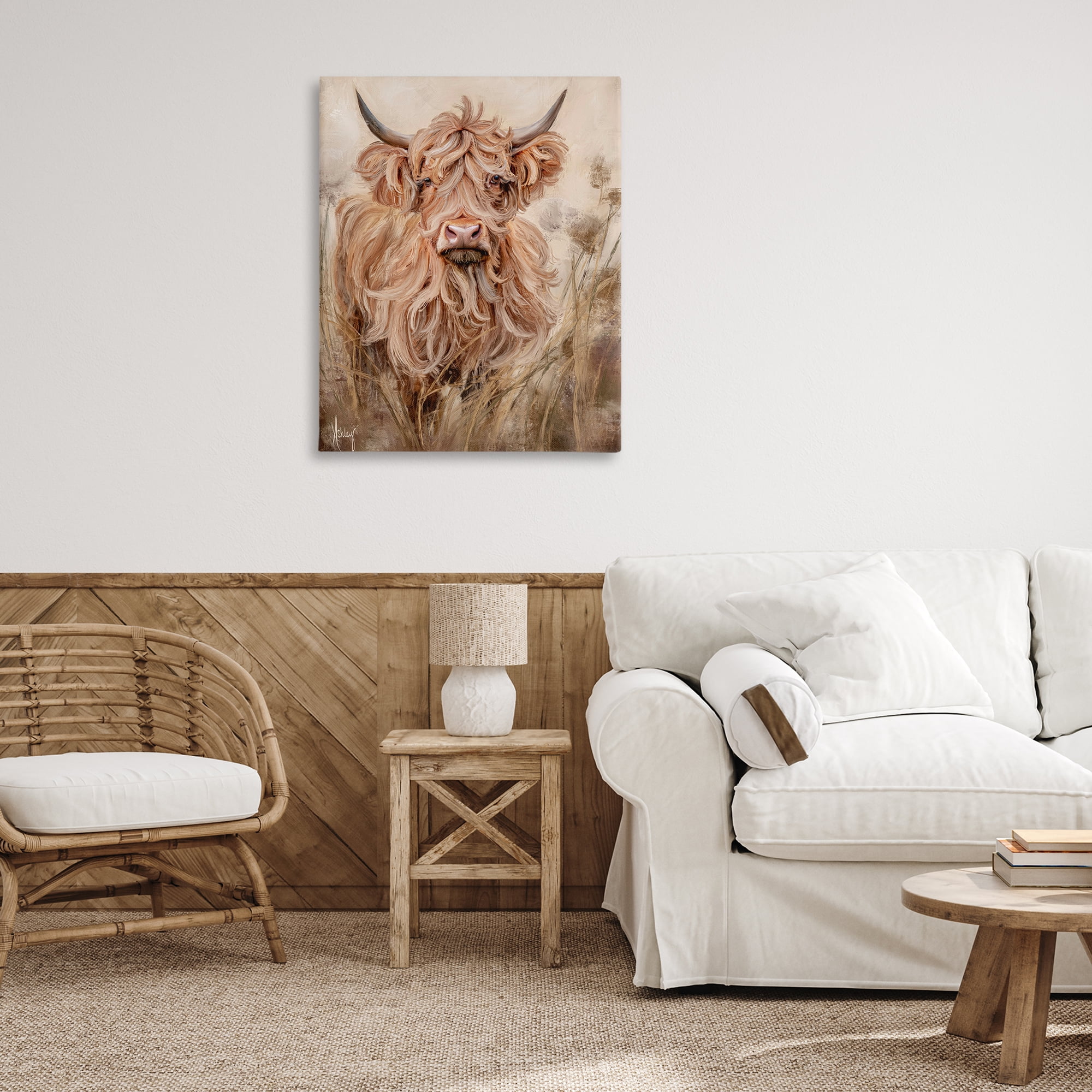 Curly Haired Highland Cattle Canvas Wall Art, design by Ashley Bradley