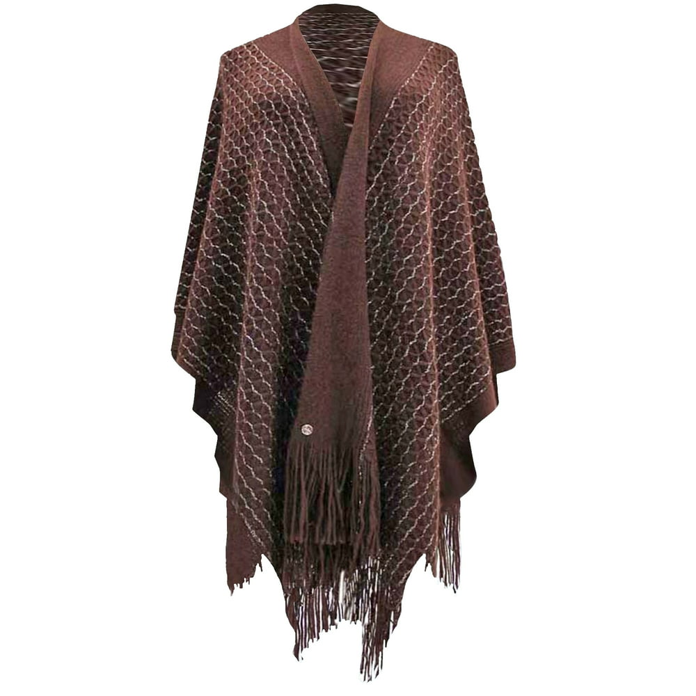 Luxury Divas - Brown Metallic Knit Shawl Wrap - Walmart.com - Walmart.com