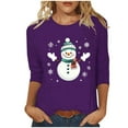 thumbnail image 2 of Cadancy Women's 3/4 Sleeve Tops Christmas Snowman Vintage Holiday Shirts Plus Size Dressy Party Winter Shirt Crewneck Xmas Funny Casual Loose Blouses, 2 of 5