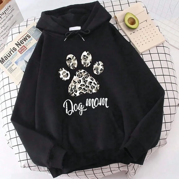 New Funny Dog Mom Print Hoodie Women Womens Casual Pullover Personalized Sweatshirt Plus Size