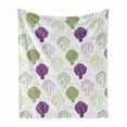 thumbnail image 1 of Artichoke Soft Flannel Fleece Throw Blanket, Sketch Style Vegetables Hand Drawn Style Exotic Tasty Healthy Food, Cozy Plush for Indoor and Outdoor Use, 50" x 70", Lime Green and Purple, by Ambesonne, 1 of 6