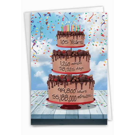 NobleWorks Funny 105th Milestone Birthday Paper Card with 5 x 7 Inch Envelope (1 Card) 105 Year Time Count C2797MBG