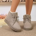 thumbnail image 2 of EKVAHL Women's Lace‑Up Winter Ankle Booties, Faux Fur Lined Faux Suede Boots, Warm Platform Walking Boots For Cold Weather Outdoor Wear Beige, 2 of 5