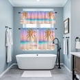 thumbnail image 3 of Coastal Kitchen Curtains Sets for Windows 24 Inch Length, Seaside Palm Tree Summer Beach Purple Blue Rod Pocket Window Treatments Tier Curtains and Valances Set for Bedroom/Bathroom, 3 of 8