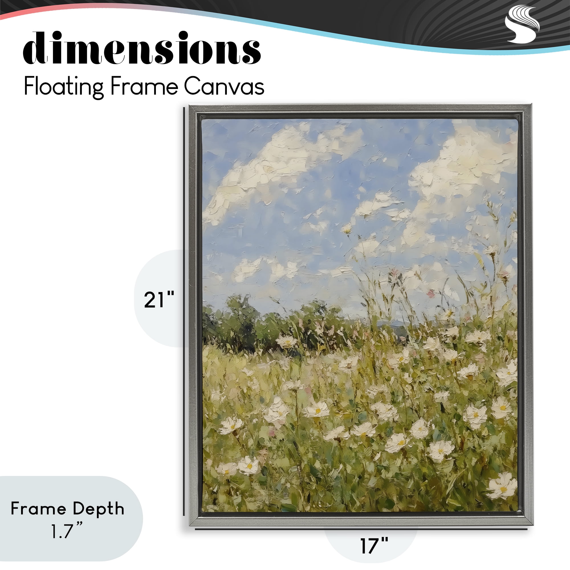 Stupell Industries Wildflower Field Beneath Blue Sky Gray Framed Floater Canvas Wall Art, design by LSR Design Studio