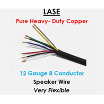 LASE 12 AWG Gauge 8 Conductor Heavy Duty Speaker Wire (Sold in 10 Ft Increments)