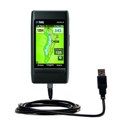 Gomadic USB Données Hot Sync Câble Droit pour le Monde de Copain de Golf avec Fonction de Charge – Deux Fonctions dans un Unique TipExchange Câble Activé