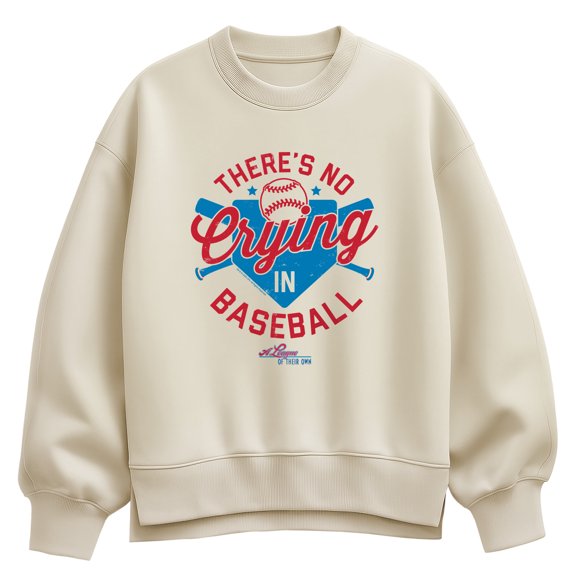 A League Of Their Own - There's No Crying In Baseball Red & Blue Women's Oversized Fleece Crew Sweatshirt