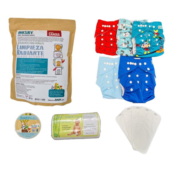 PAÑALES DE TELA ECOLÓGICOS ALVABABY PAQUETE DE 5 PAÑALES UNITALA PARA NIÑO