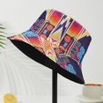 thumbnail image 3 of Chapeau de Seau pour la Protection Solaire Chapeau de Pêcheur pour l'Été Rétro Graffiti Chapeau de Seau Réversible pour les Hommes Femmes Pêcheur à Large Bord, 3 of 5