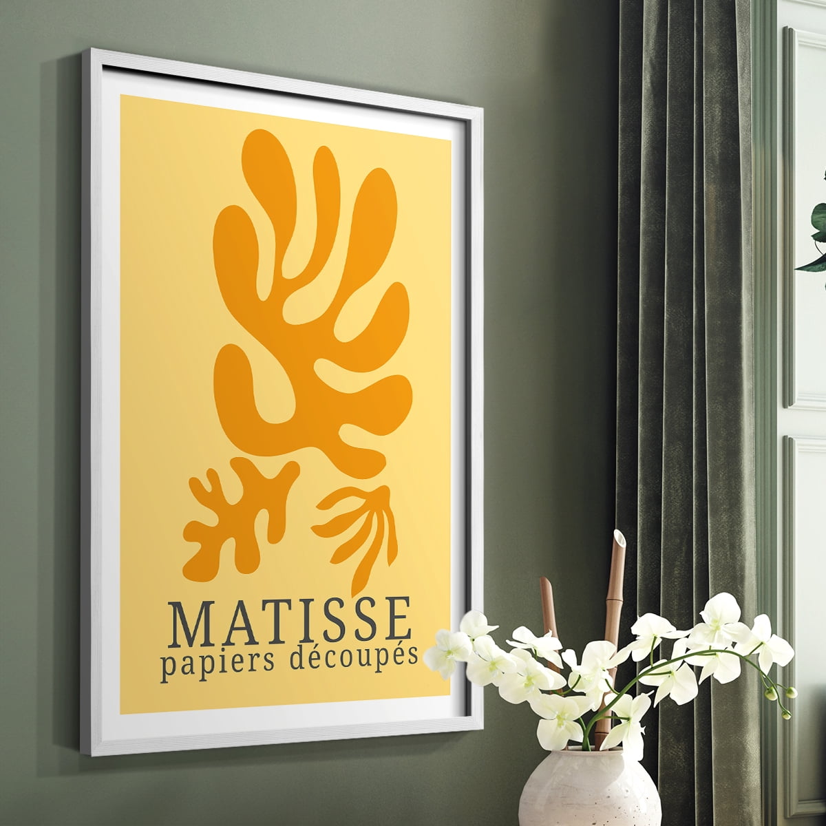 Matisse CCCLVIII in White Solid Wood 16 x 20 Framed Print