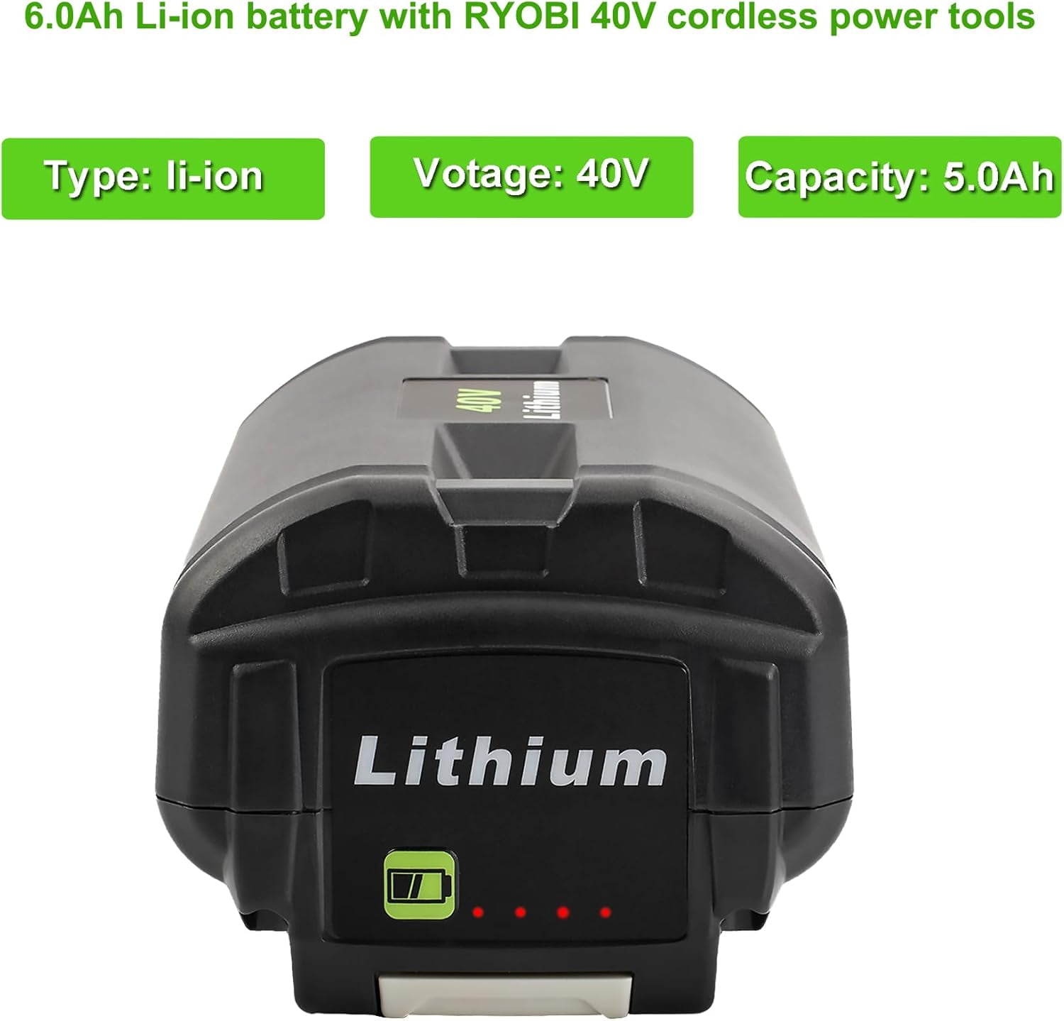 5.0Ah Replacement for Ryobi 40V Battery