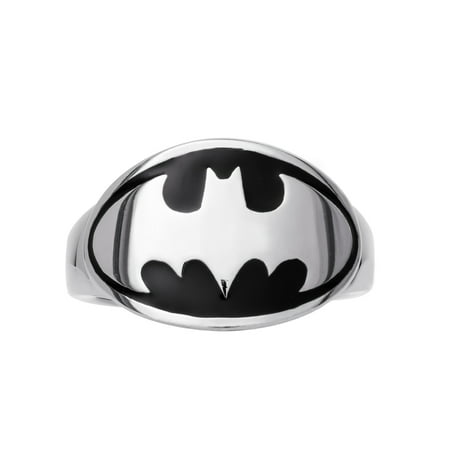 DC Comics Batman Men's Stainless Steel Logo Ring, Size 10