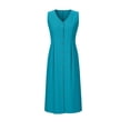 thumbnail image 7 of Ounisa Womens Summer Dress V Neck Sleeveless Solid Color Button Pocket Faux Cotton Linen Long Trendy Dresses S-2XL, 7 of 7
