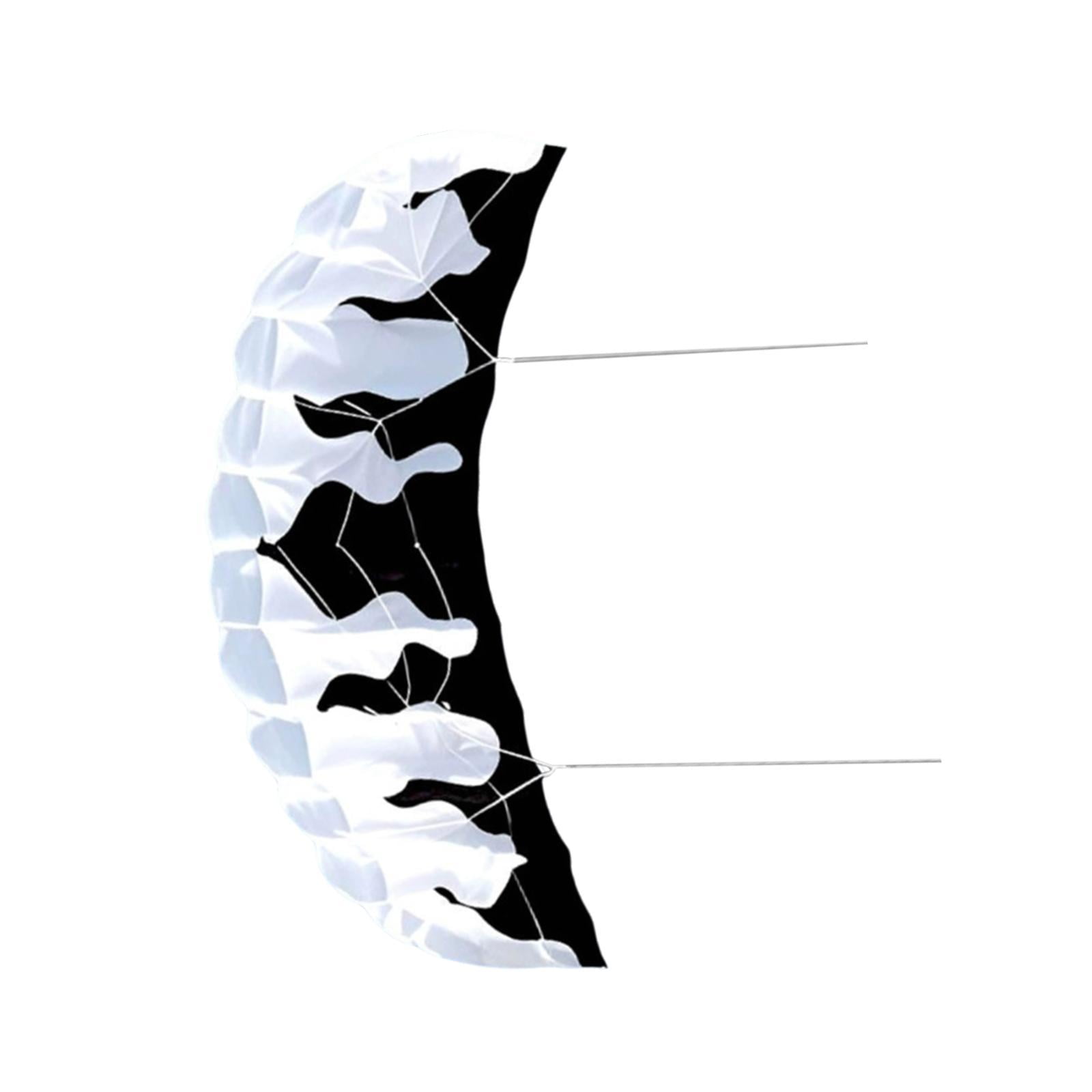 harayaa 2M Outdoor Parafoil Kite Two Line Kite, 30M Line, Seaside Beach Toy for Outdoor Black White