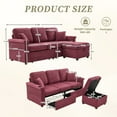 thumbnail image 2 of L-Shaped Sectional Sofa,Corduroy Convertible 3-Seat Sofa Couch with Pull-Out Storage,Ottoman for Living Room,Apartment,RED, 2 of 7