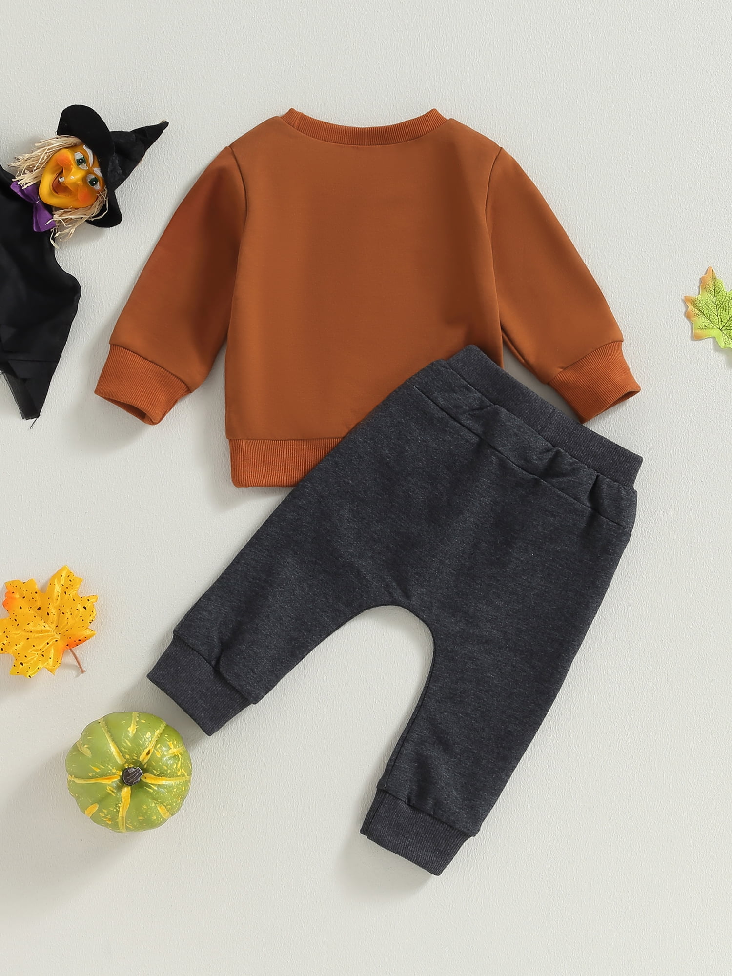 Ensemble Bébé 2 Pièces Halloween - Sweat Rayé + Pantalon, Motifs Citrouilles Ou Fantômes, 95% Coton, 3 Mois à 3 Ans